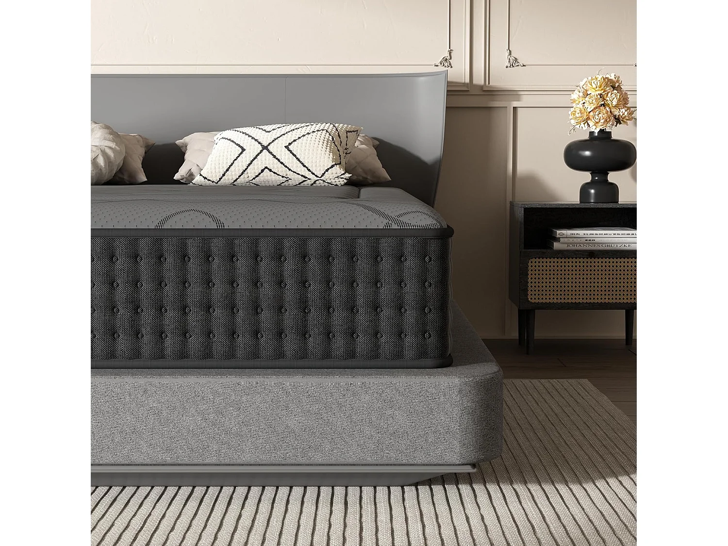 Ensemble 160x200cm Matelas à ressorts+ Sommier à Lattes, Epaisseur du Matelas 30cm