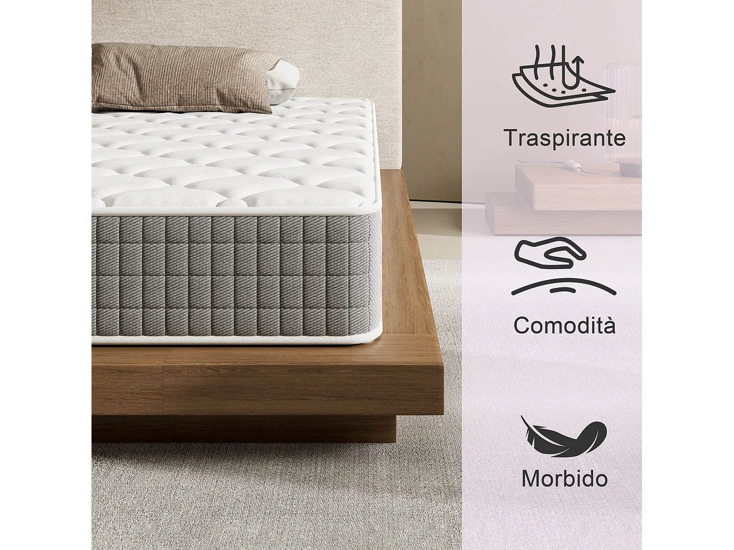 Matelas mousse 140x190 cm,Épaisseur 30 cm,Fermeté Moyenne,Respirant et Réversible