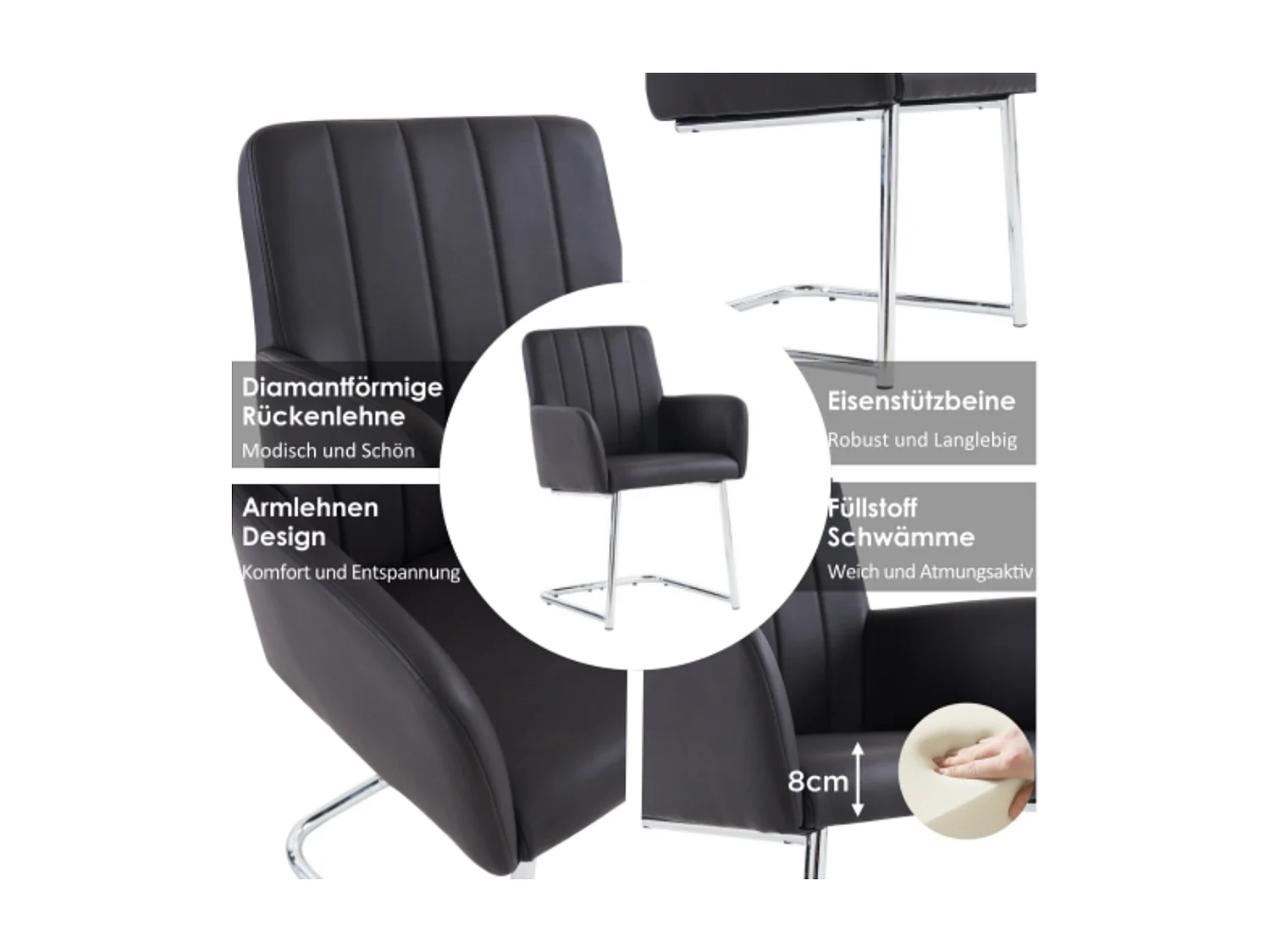 2er Set Esszimmerstühle,Sessel mit Metallbeine,Lounge-Stuhl,Wohnzimmerstuhl,für Shlafzimmer