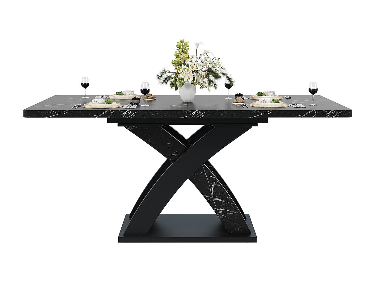 Esstisch Ausziehbarer Küchentisch 120–160 cm Platz für bis zu 6 Personen Esszimmertisch Schwarz