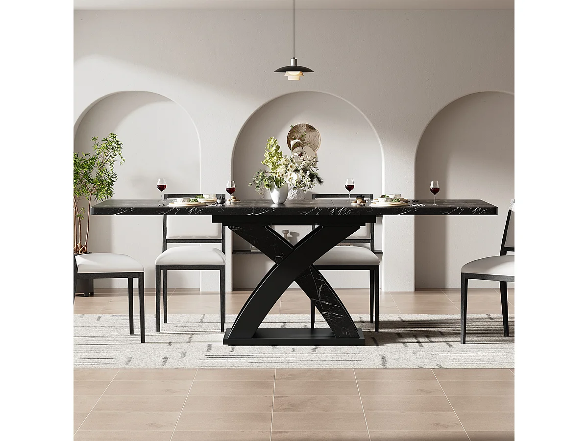 Esstisch Ausziehbarer Küchentisch 120–160 cm Platz für bis zu 6 Personen Esszimmertisch Schwarz
