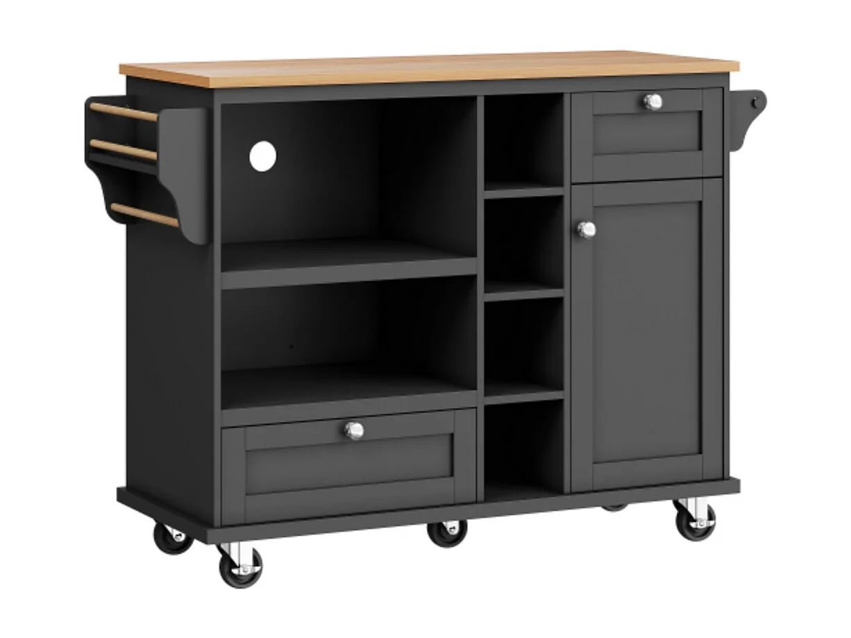 Esszimmerwagen,Küchen-Esswagen mit Schubladen und Lagerschränken (129 x 46 x 92 cm)