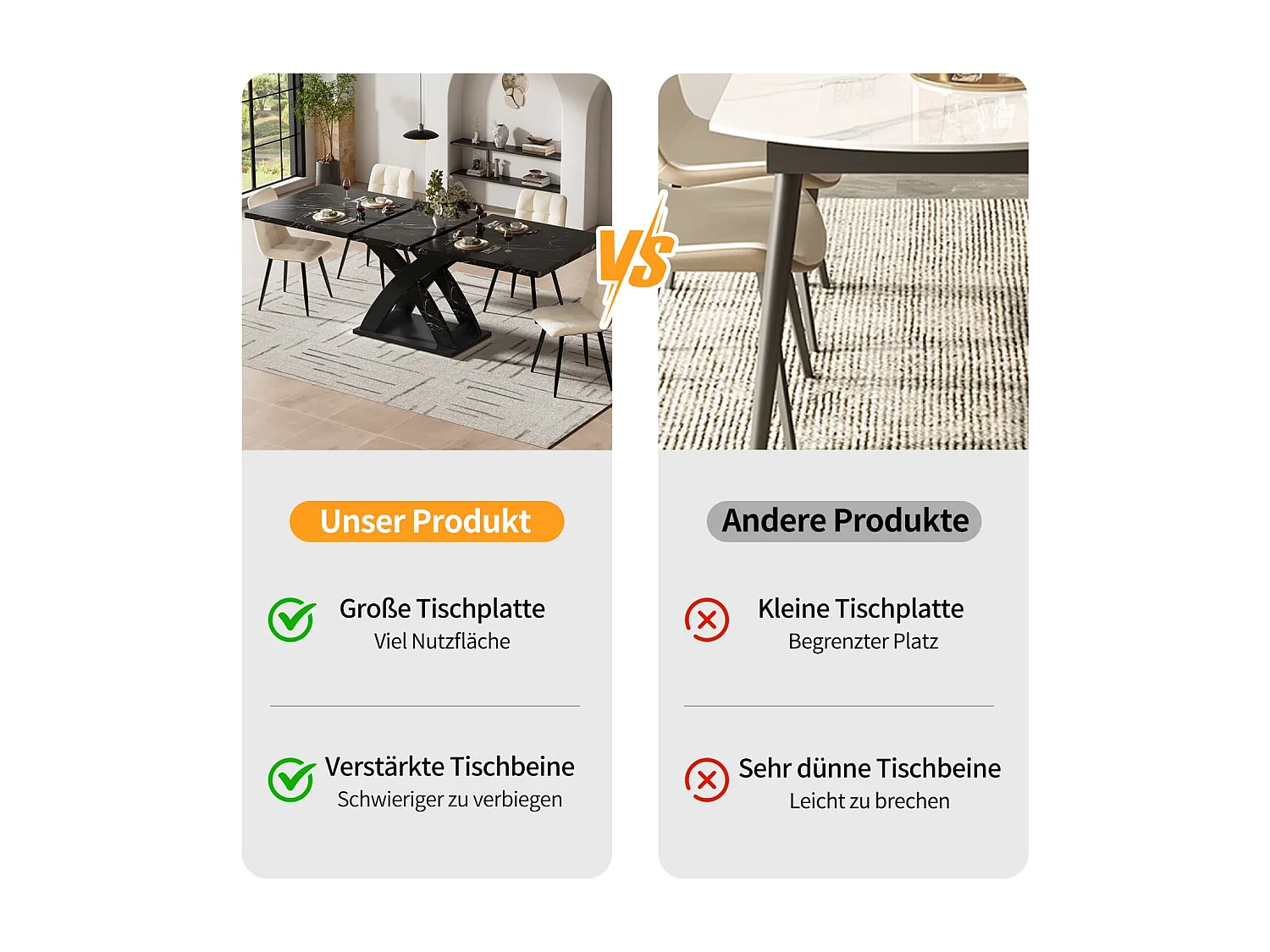 Ausziehbarer Esstisch, Esstisch, Küchentisch, Balkontisch, Esstisch aus Holz, ausziehbarer Esstisch, 120–160 cm, Platz für bis zu 6 Personen,schwarz