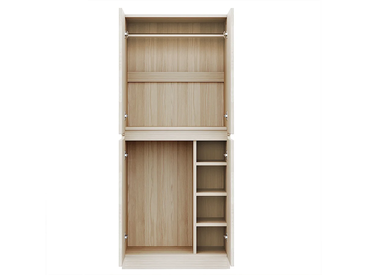Kleiderschrank mit Doppeltür-Design und Kleinem Staufach 70 × 40 × 170 cm Holzfarbe