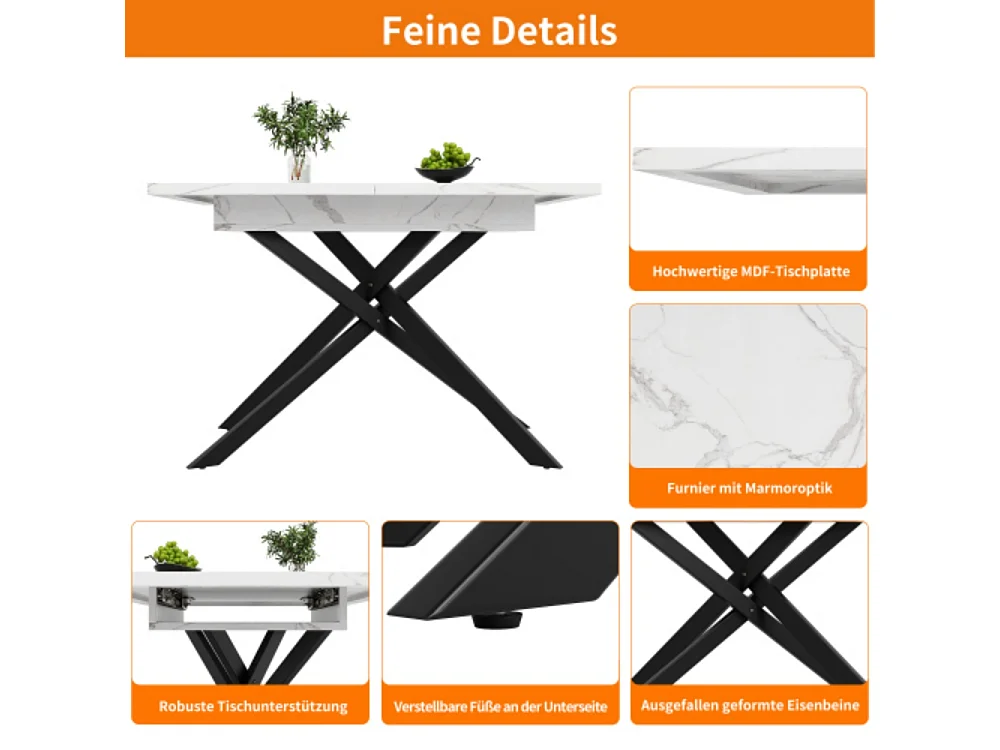 Esstisch Teleskoptisch ,Ausziehbarer Küchentisch platzsparender Küchentisch,für Küche und Wohnzimmer(120-160cm)