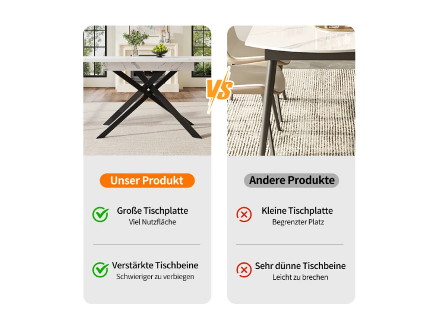 Esstisch Teleskoptisch ,Ausziehbarer Küchentisch platzsparender Küchentisch,für Küche und Wohnzimmer(120-160cm)