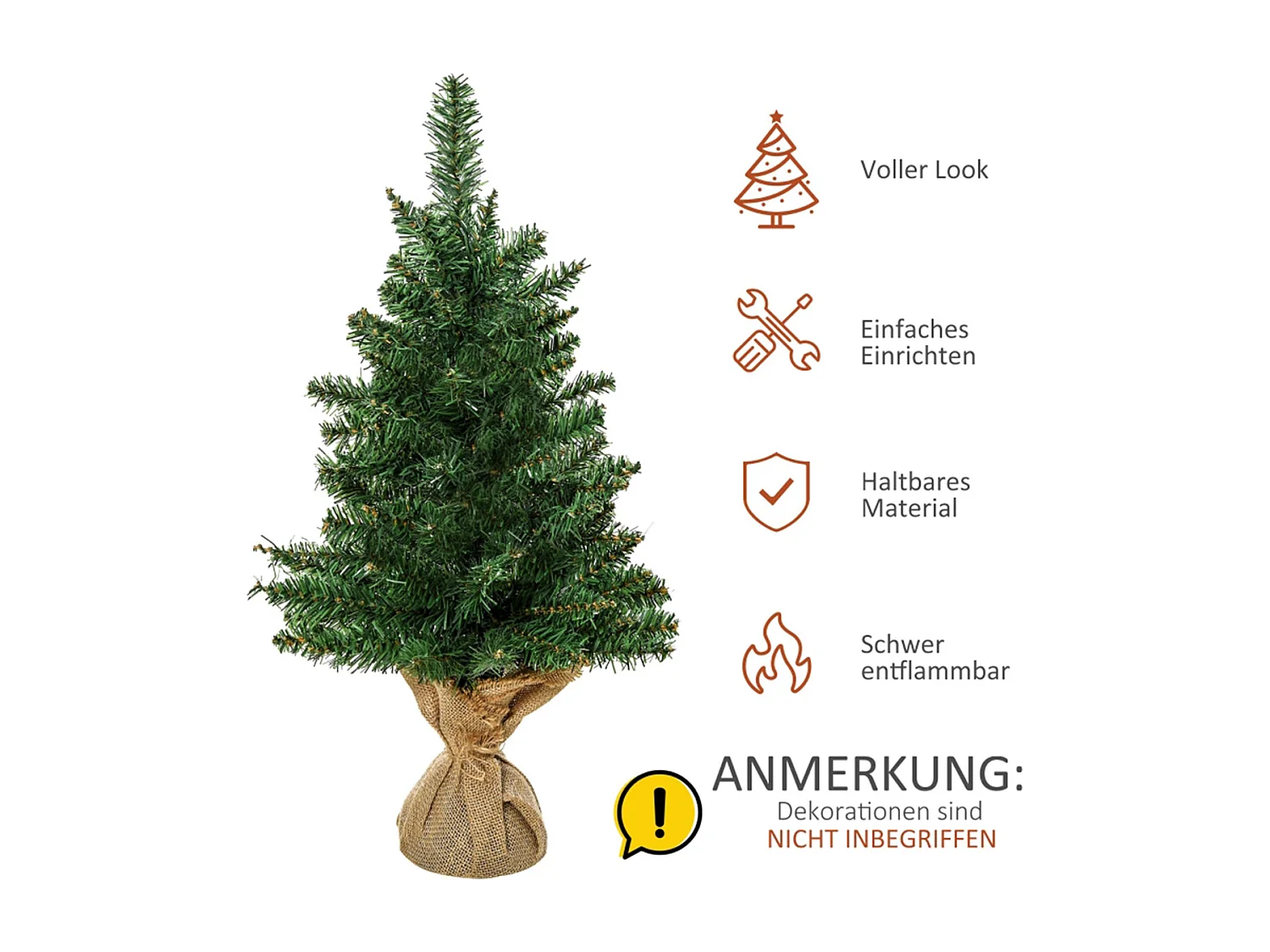 Weihnachtsbäume mit Zementständer Mini-Christbaum Künstlichen Weihnachten Tannenbaum Weihnachtsdekoration 60 cm hoch
