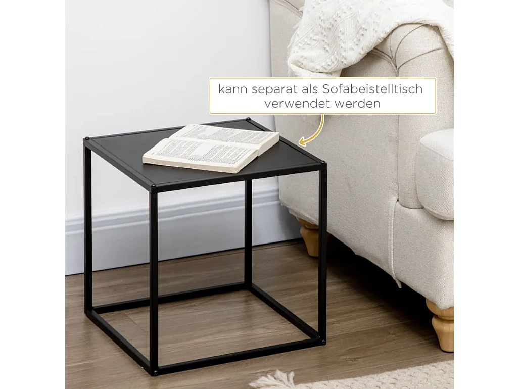 2er-Set Beistelltisch, Couchtisch, Satztisch,modernes Design, Stahlrahmen,Wohnzimmertisch 40 x 40 x 40cm