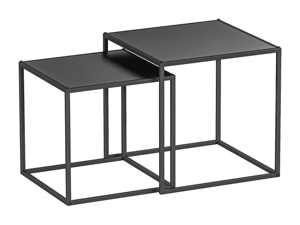 2er-Set Beistelltisch, Couchtisch, Satztisch,modernes Design, Stahlrahmen,Wohnzimmertisch 40 x 40 x 40cm