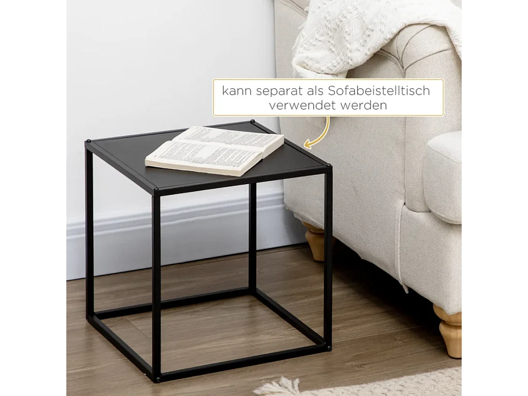 2er-Set Beistelltisch, Couchtisch, Satztisch,modernes Design, Stahlrahmen,Wohnzimmertisch 40 x 40 x 40cm