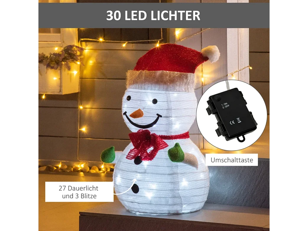Weihnachtsdekoration Schneemann Outdoor, Weihnachtsdeko Weihnachtslicht,LEDS, 30 cm x 30 cm x 51 cm