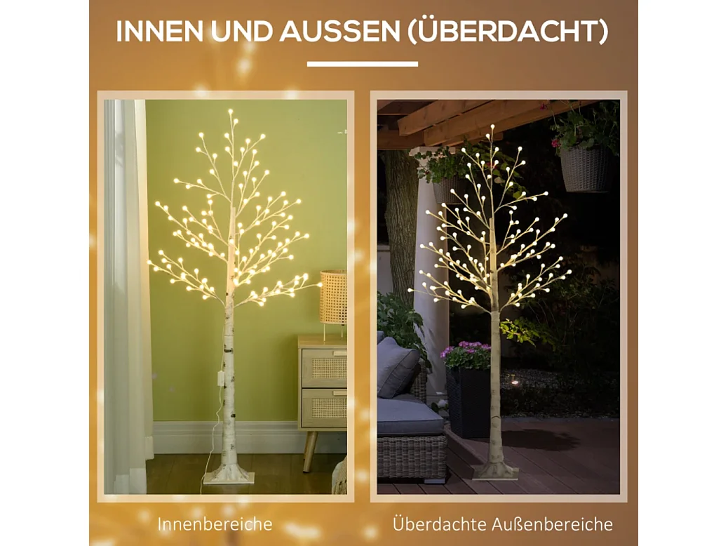 Künstliche mit 120 LED-Lichtern, 3 Helligkeitsstufen, Deko-Pflanze faltbare Äste,150 cm