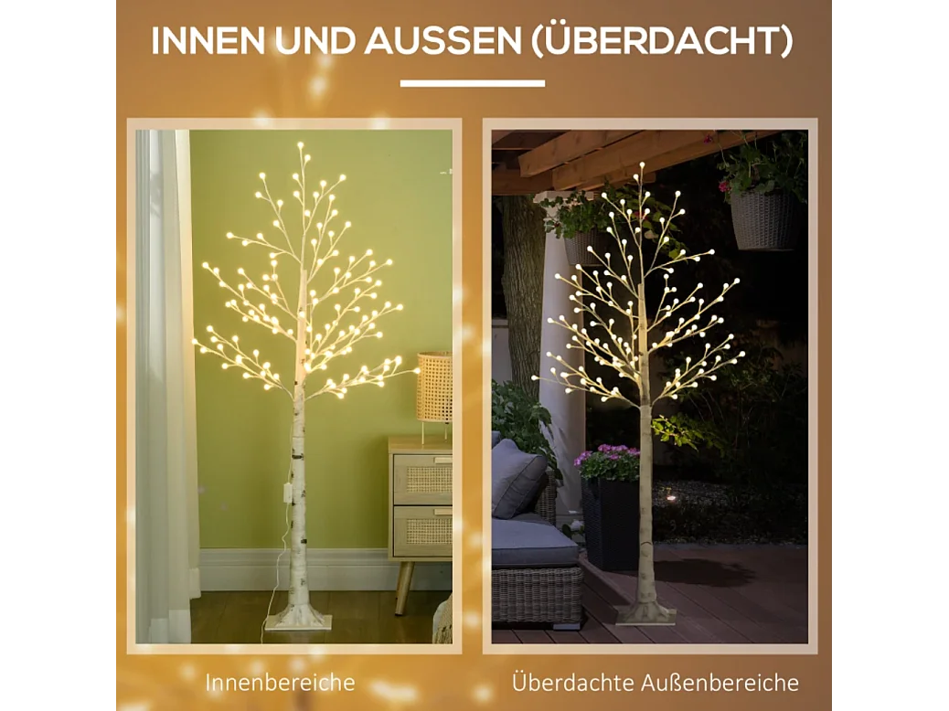 Künstliche mit 120 LED-Lichtern, 3 Helligkeitsstufen, Deko-Pflanze faltbare Äste,150 cm