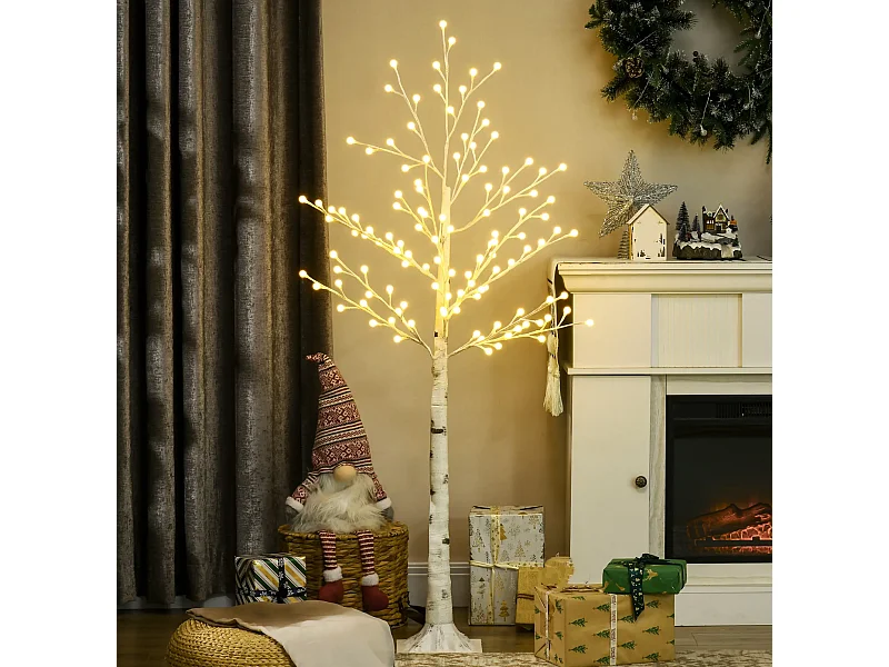 Künstliche mit 120 LED-Lichtern, 3 Helligkeitsstufen, Deko-Pflanze faltbare Äste,150 cm