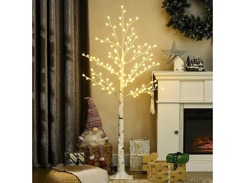 Künstliche mit 120 LED-Lichtern, 3 Helligkeitsstufen, Deko-Pflanze faltbare Äste,150 cm