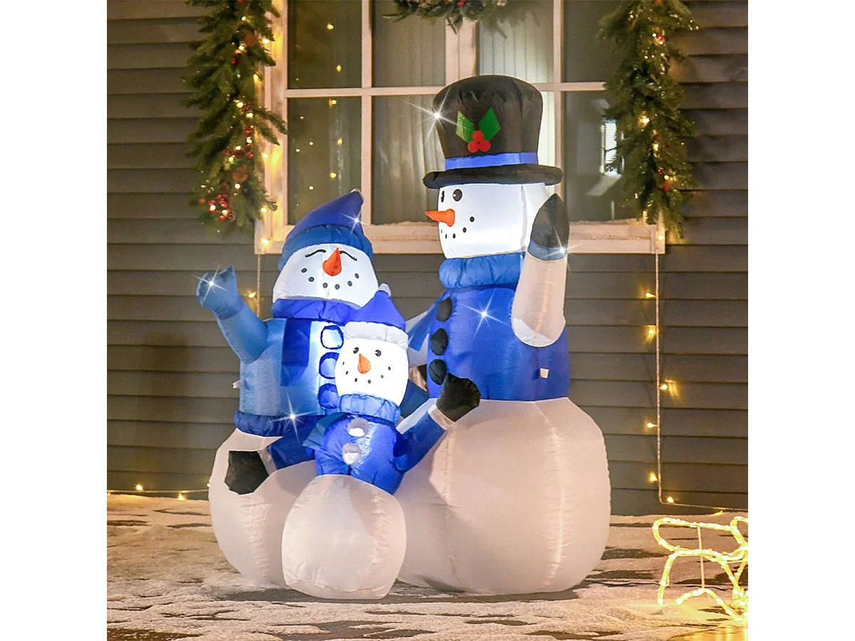 Aufblasbare Weihnachtsdeko Schneemann mit LED-Lichter inkl. Gebläse Selbstaufblasend Weihnachtsbeleuchtung 1,8 m