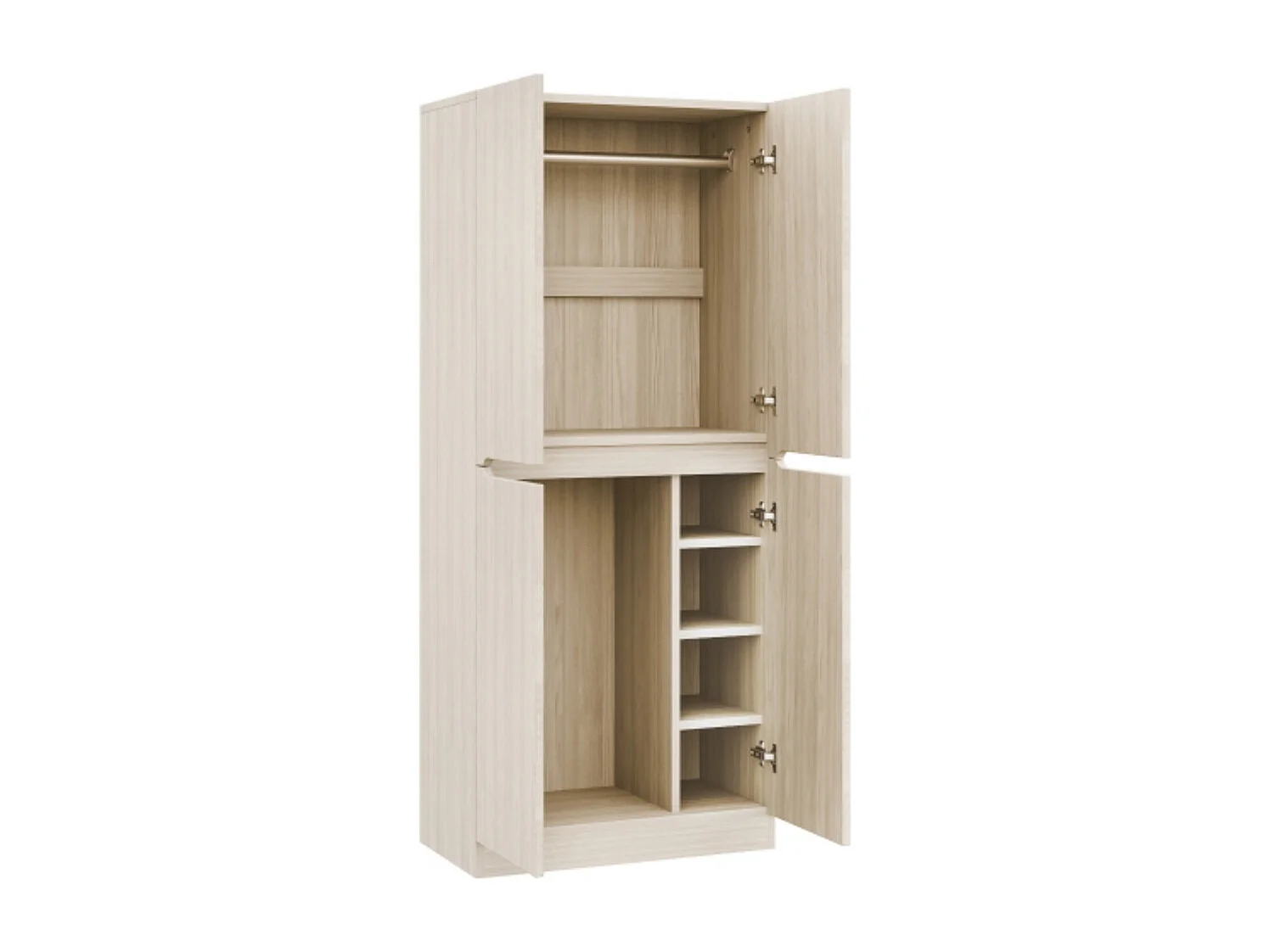Kleiderschrank, Doppeltür-Design mit kleinem Staufach 70 × 40 × 170 cm