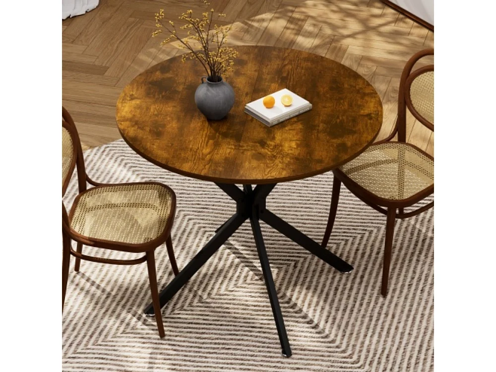 Runder Esstisch,platzsparender Küchentisch mit stabilen Metallbeinen,für Esszimmer oder Wohnzimmer 90 cm