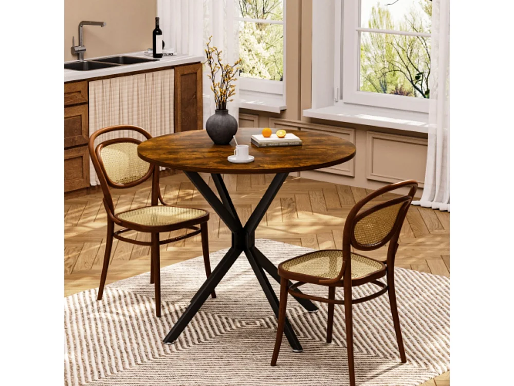 Runder Esstisch,platzsparender Küchentisch mit stabilen Metallbeinen,für Esszimmer oder Wohnzimmer 90 cm