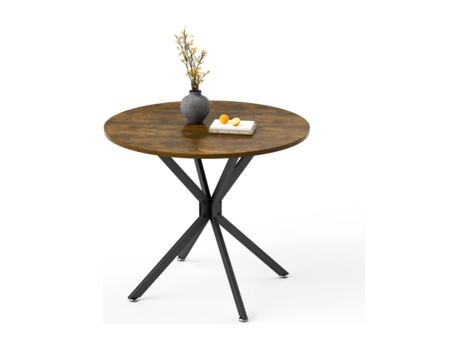 Runder Esstisch,platzsparender Küchentisch mit stabilen Metallbeinen,für Esszimmer oder Wohnzimmer 90 cm