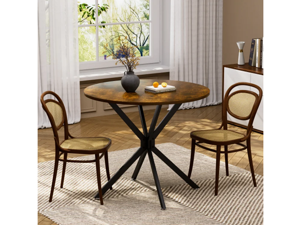 Runder Esstisch,platzsparender Küchentisch mit stabilen Metallbeinen,für Esszimmer oder Wohnzimmer 90 cm