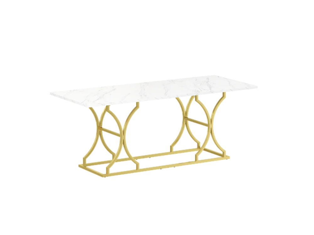 Esstisch,für 8–10 Personen,modernes Design Küchentisch ,2,5cm dicke Tischplatte,mit verstellbaren Gleitern, für Wohnzimmer 200×80cm