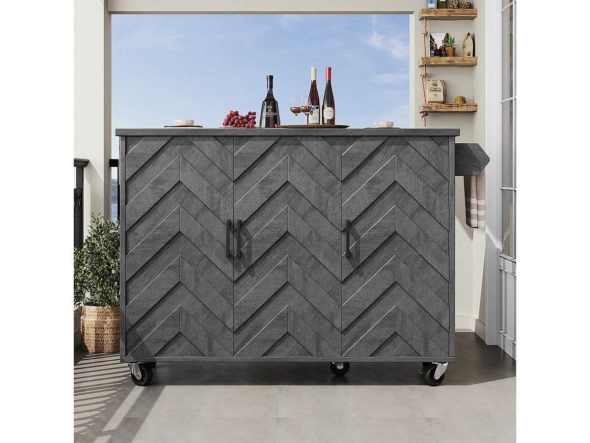 Küchenwagen mit Rädern Handtuchhalter und Türablage Kücheninsel Küchenschrank 118*45(75)*92cm