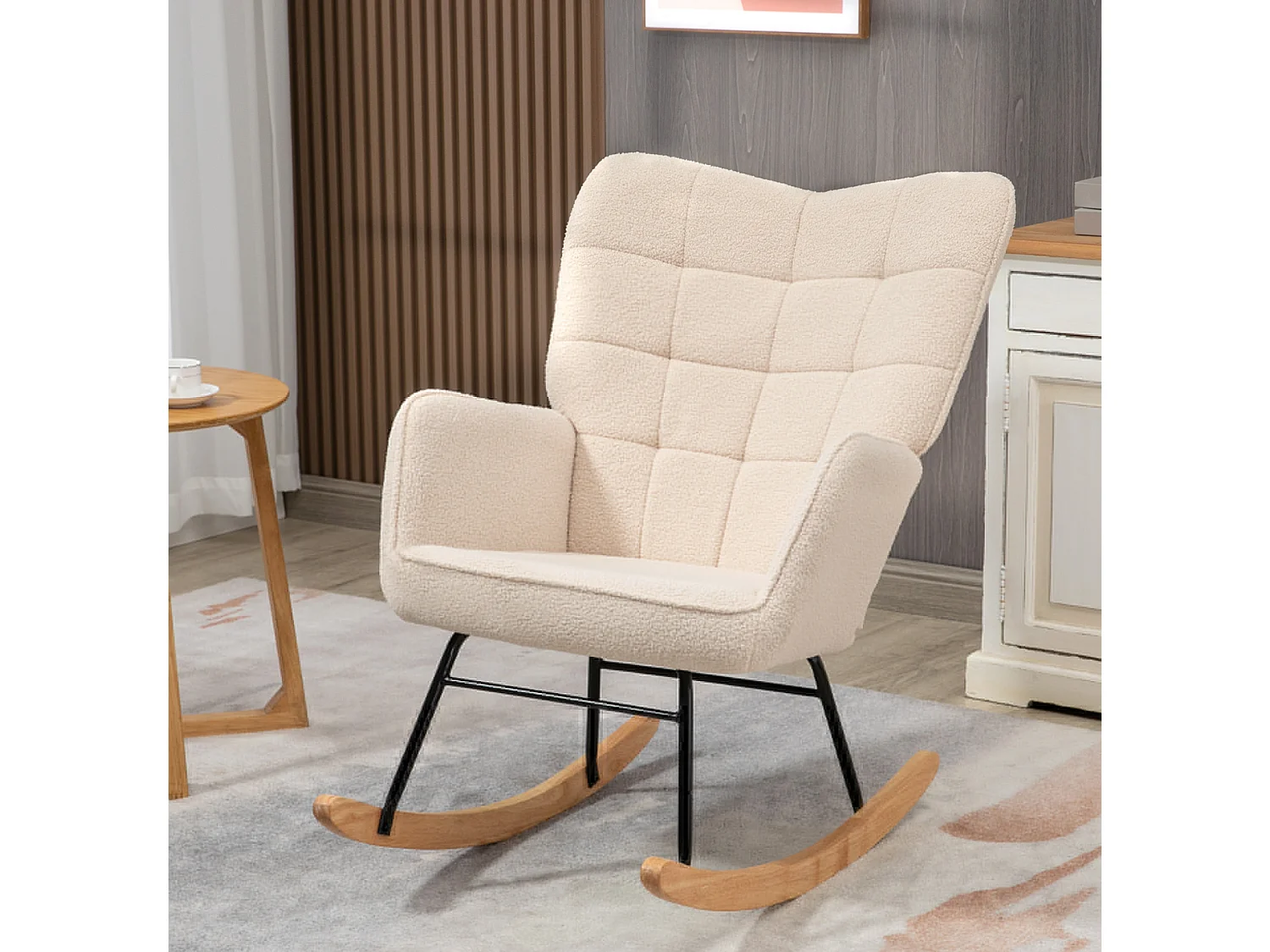 Schaukelstuhl im Retro-Design,Sessel, Einzelsessel, Relaxsessel, 98 cm x 71 cm x 101 cm