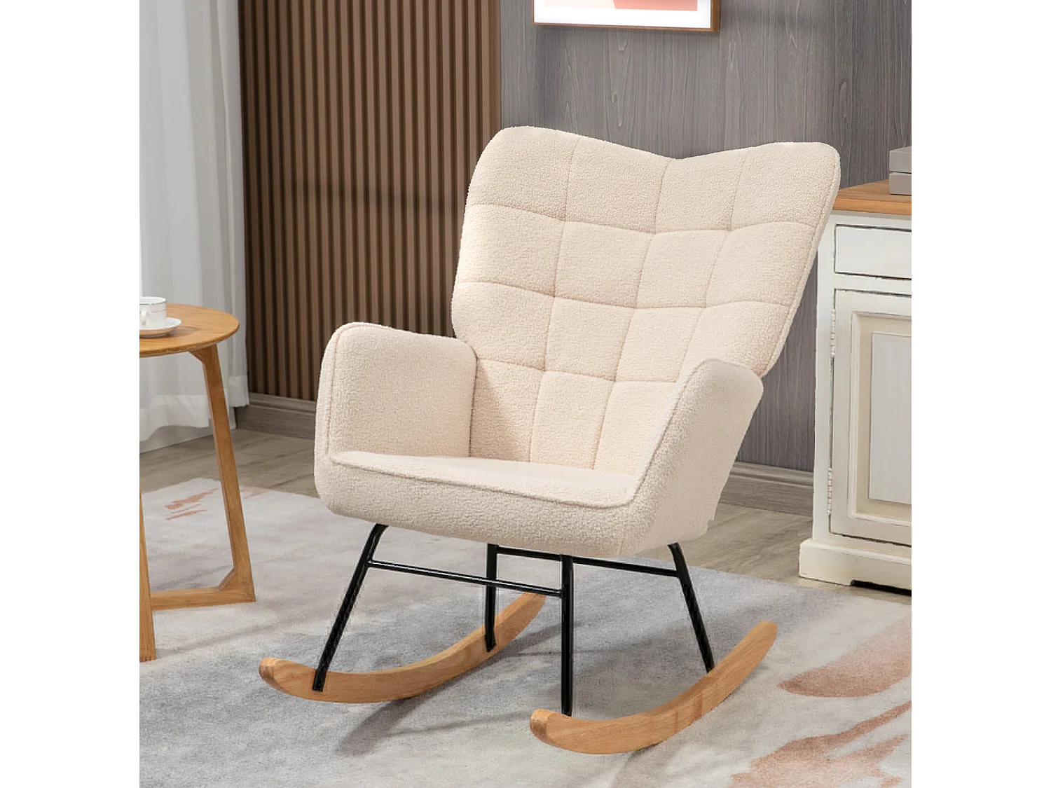 Schaukelstuhl im Retro-Design,Sessel, Einzelsessel, Relaxsessel, 98 cm x 71 cm x 101 cm