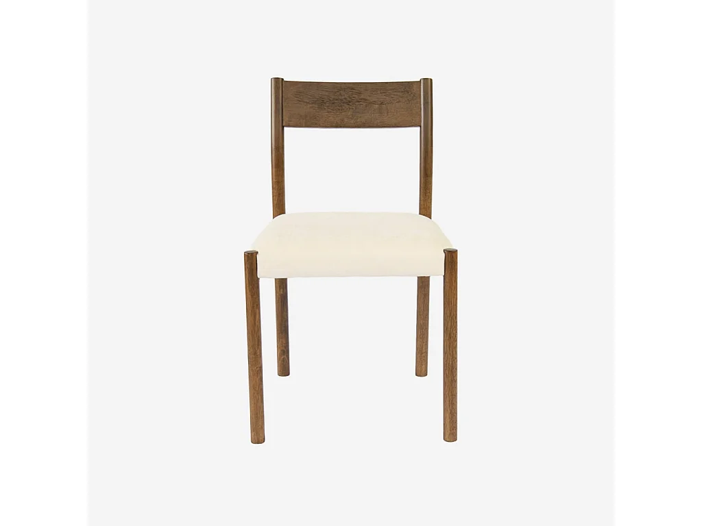 Lot de 2 chaises bohème bois d'hévéa noyer et tissu. L 49.5 x P 53 x H 82cm - ELLA