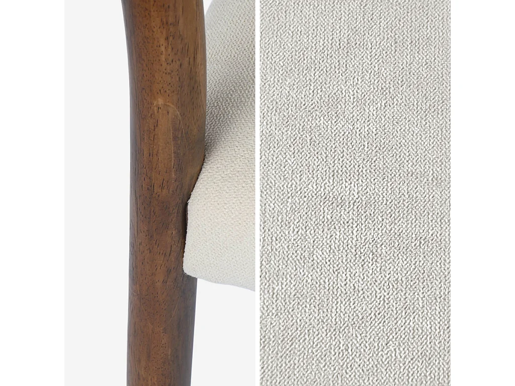 Lot de 2 chaises bohème bois d'hévéa noyer et tissu. L 49.5 x P 53 x H 82cm - ELLA