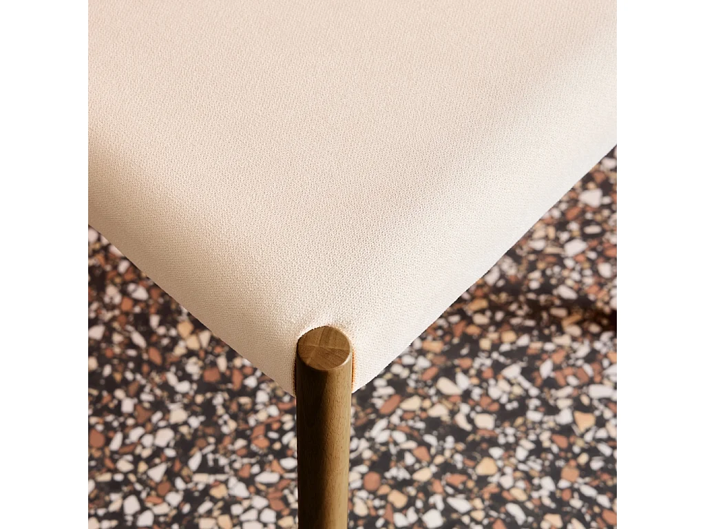 Lot de 2 chaises bohème bois d'hévéa noyer et tissu. L 49.5 x P 53 x H 82cm - ELLA