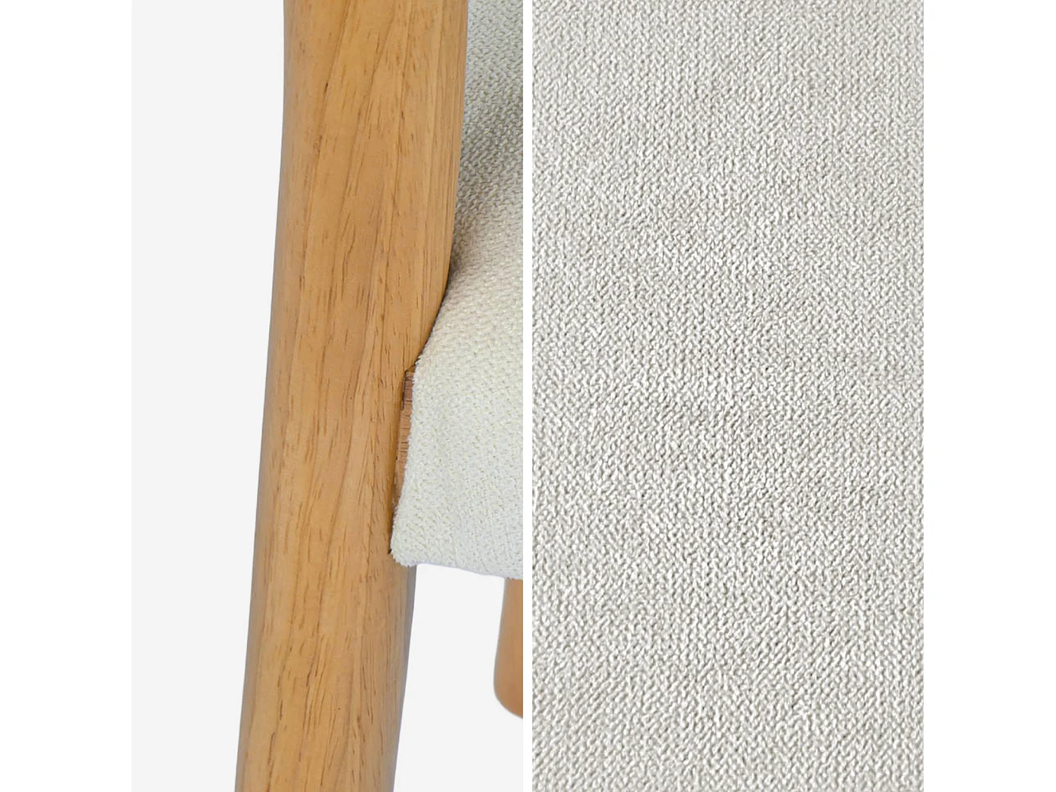 Set 2 sedie bohemien in legno di hevea e tessuto simple, marrone