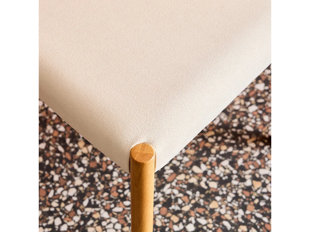 Lot de 2 chaises bohème bois d'hévéa naturel et tissu. L 49.5 x P 53 x H 82cm - ELLA