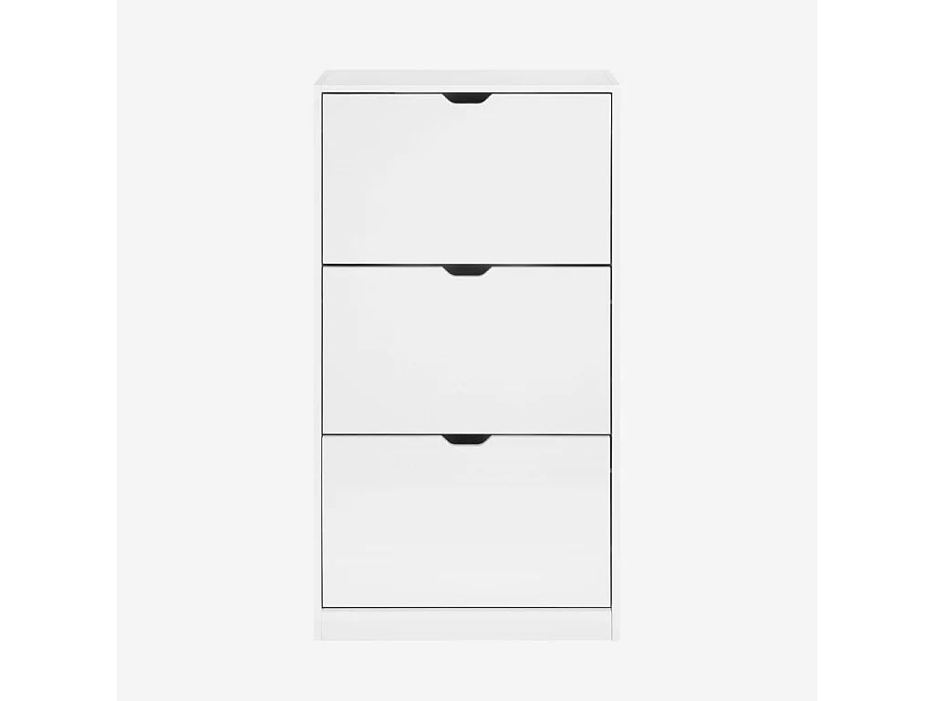 Meuble à chaussures décor bois blanc 3 abattants 60 x 23.5 x 119.5 cm - Shooz