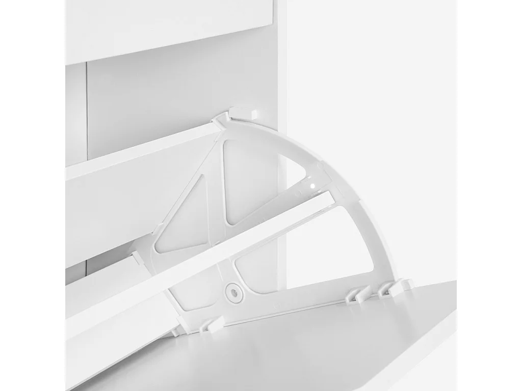 Meuble à chaussures décor bois blanc 3 abattants 60 x 23.5 x 119.5 cm - Shooz