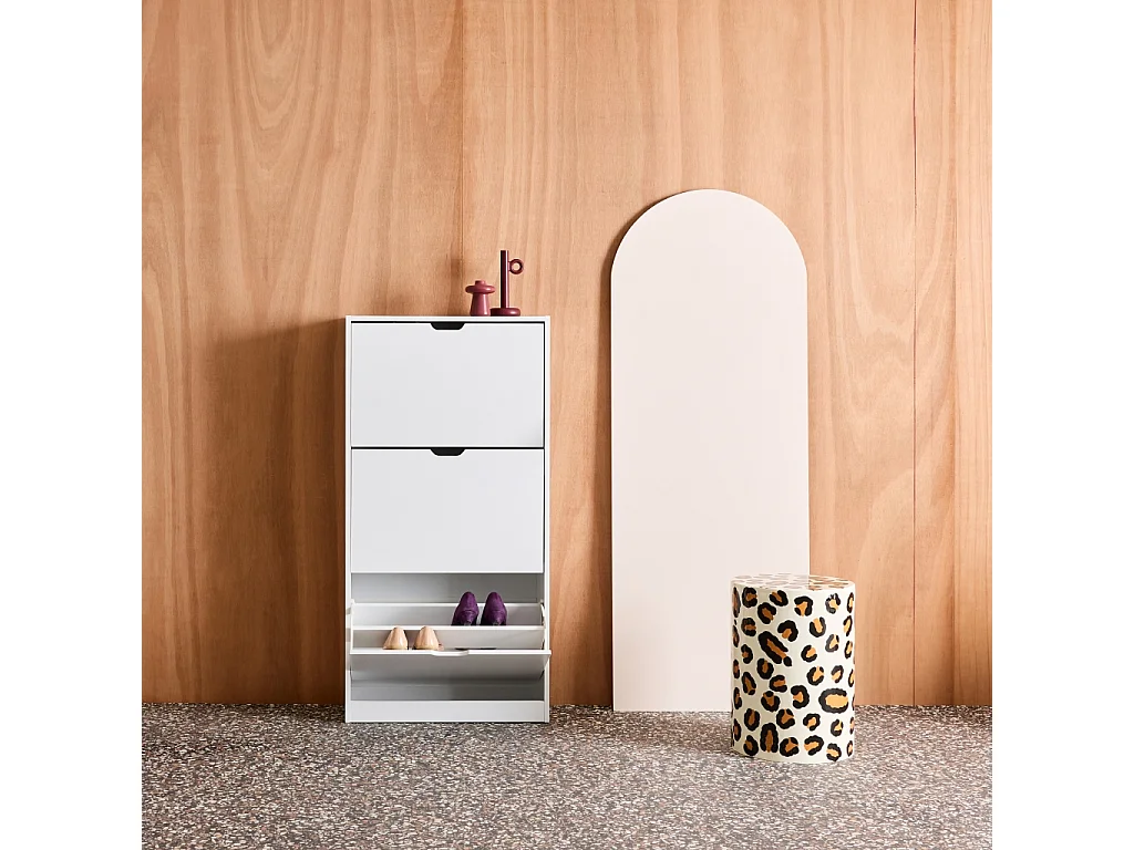 Mueble zapatero decorativo de madera con 3 cajones blanco