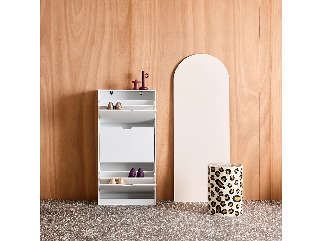 Mueble zapatero decorativo de madera con 3 cajones blanco