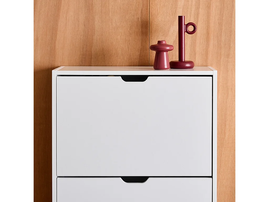 Mueble zapatero decorativo de madera con 3 cajones blanco