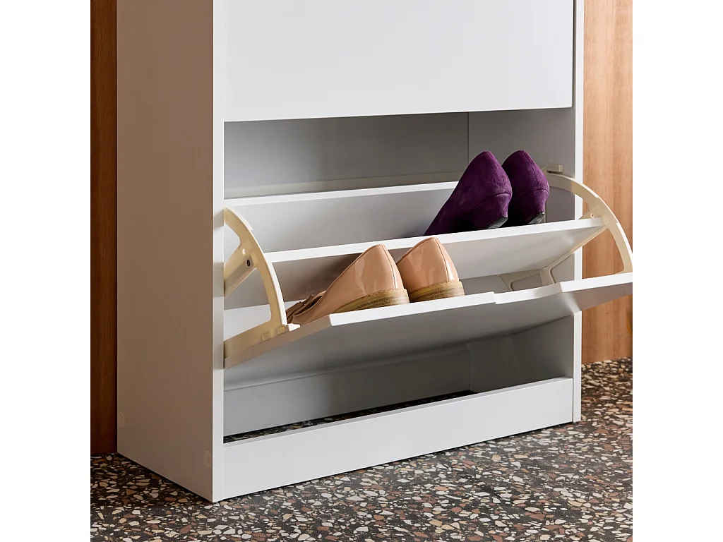 Mueble zapatero decorativo de madera con 3 cajones blanco