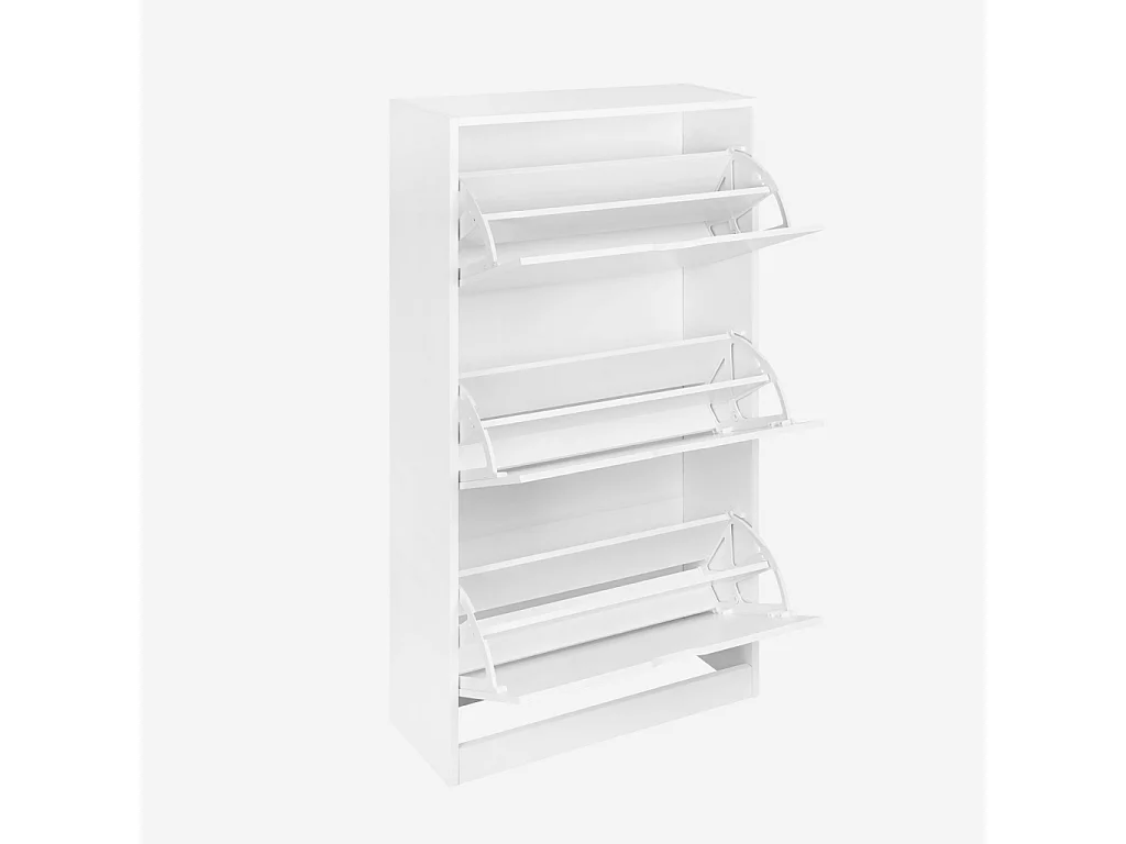 Meuble à chaussures décor bois blanc 3 abattants 60 x 23.5 x 119.5 cm - Shooz