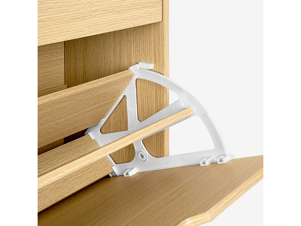 Meuble à chaussures décor bois chêne 3 tiroirs 60 x 23.5 x 119.5 cm - Shooz