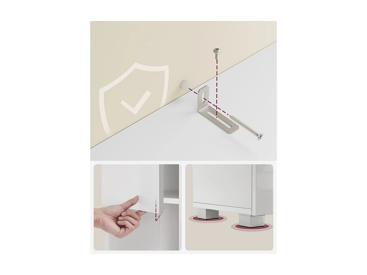 Colonne de salle de bain 2 portes, 1 tiroir et 1 niche - H170 cm