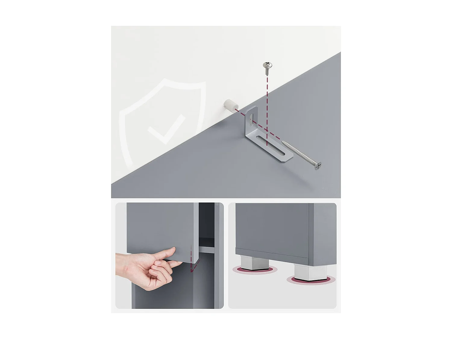 Colonne de salle de bain 2 portes, 1 tiroir et 1 niche - H170 cm