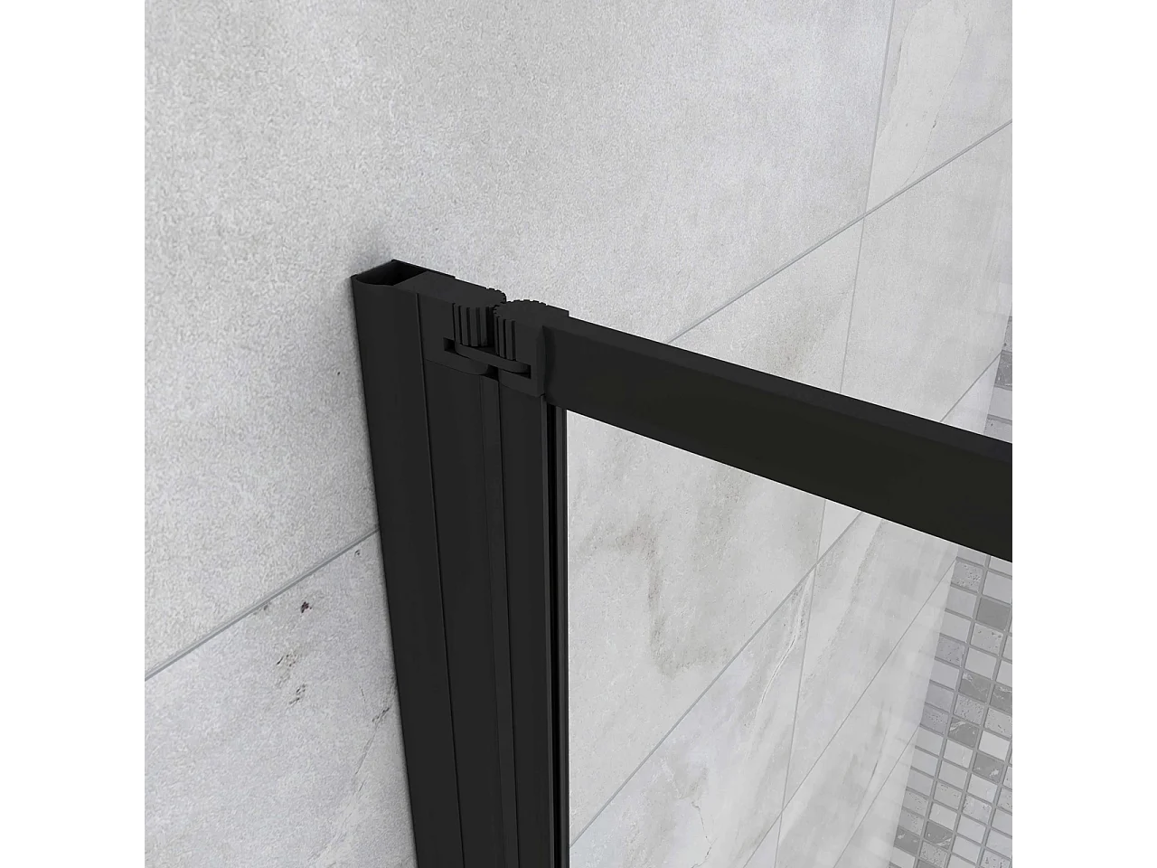 Sopravasca 100x140 cm Parete Doccia per Vasca 4 Antine Pieghevoli a Libro Vetro Temperato Trasparente Da 4 mm Profilo Nero Opaco