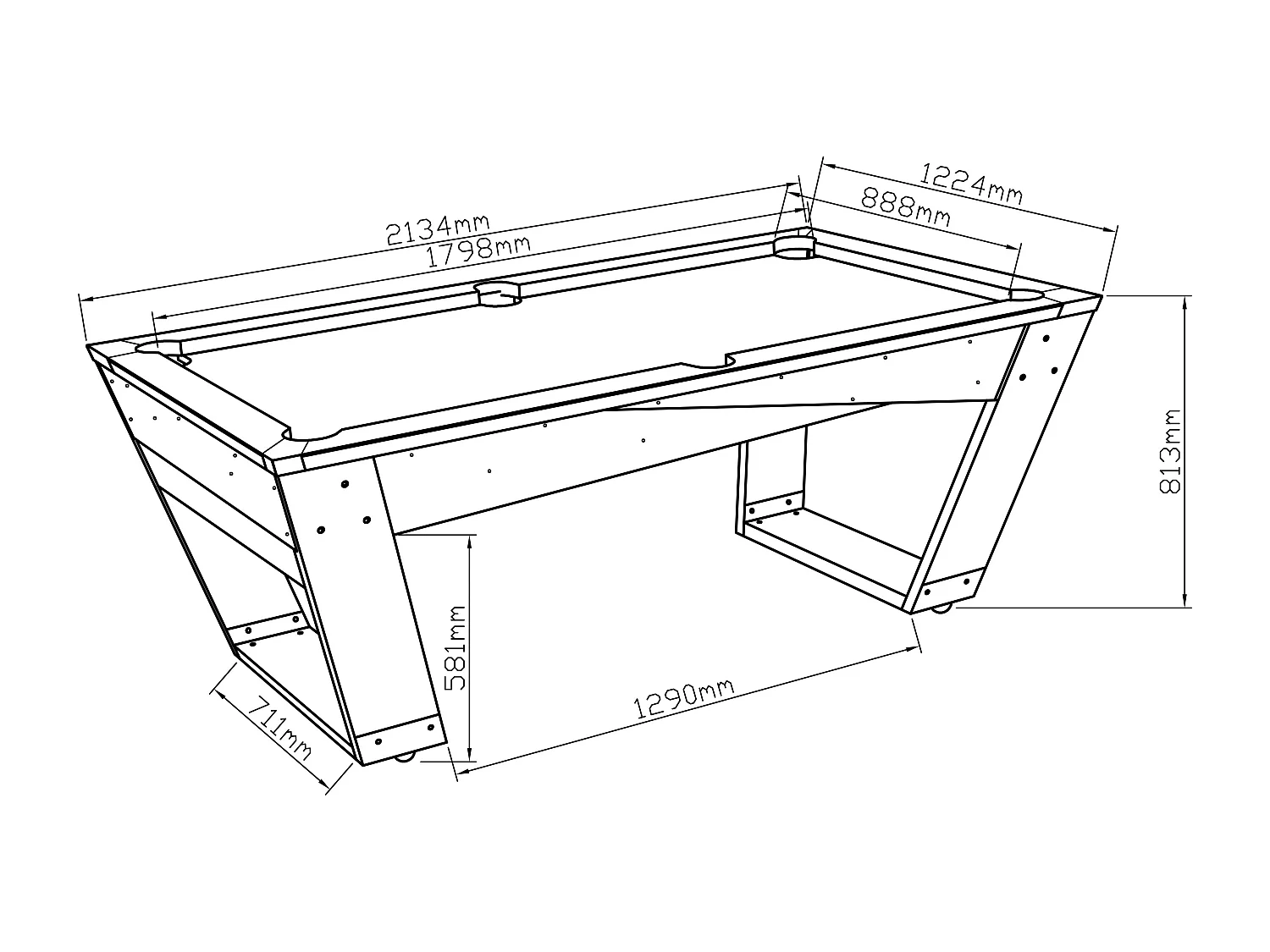 Table de billard - 213.4 x 122.4 x 81.3 cm - Noir et blanc - HARRISON