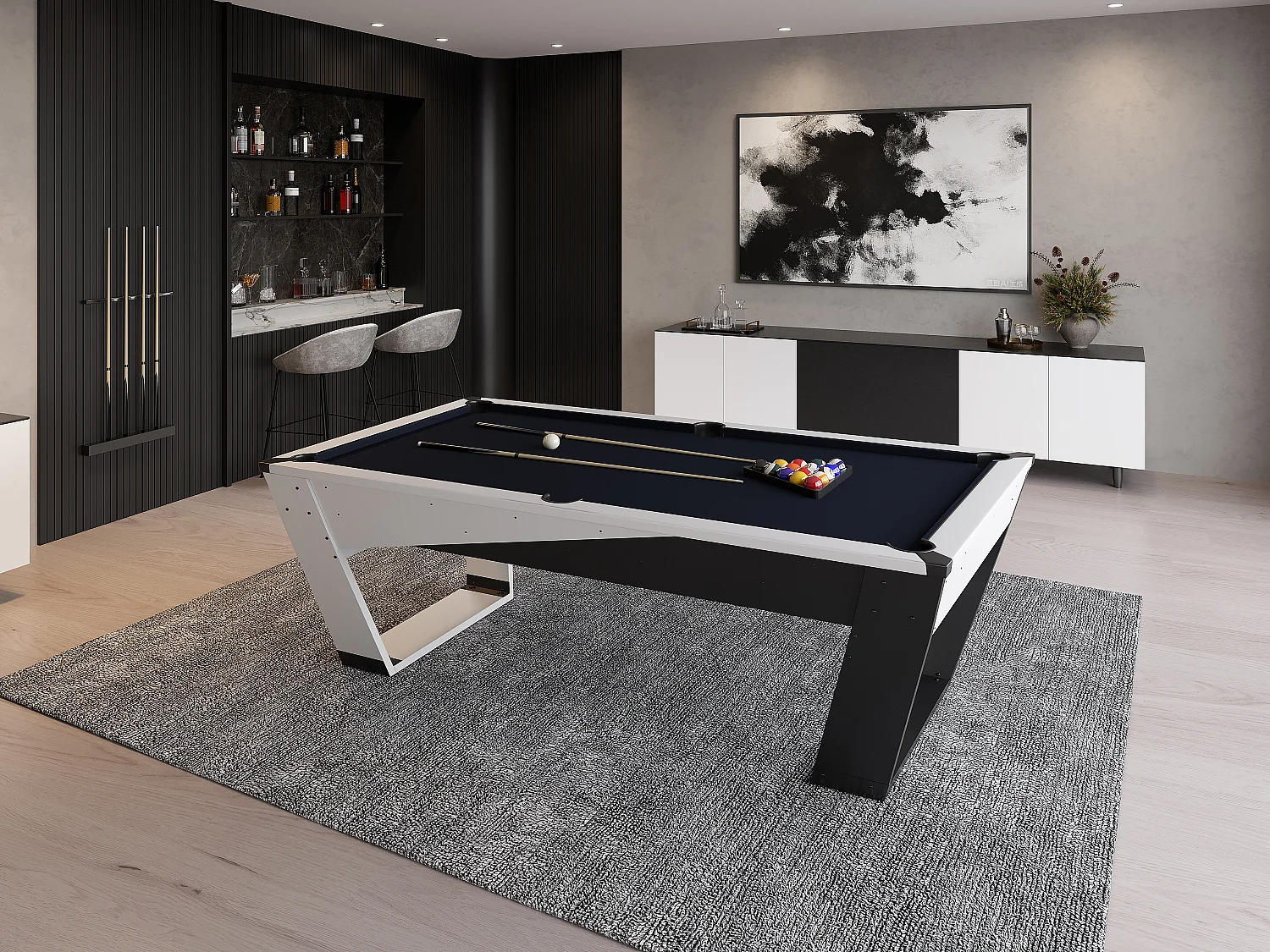 Table de billard - 213.4 x 122.4 x 81.3 cm - Noir et blanc - HARRISON