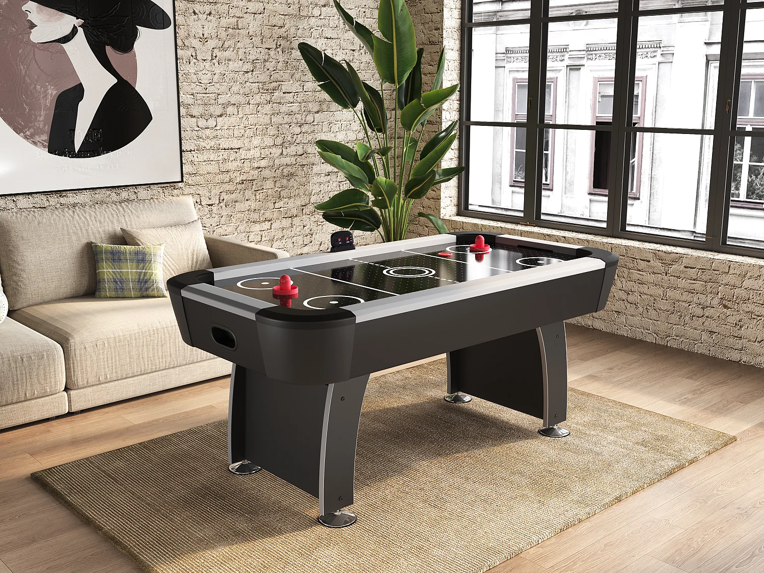 Table de Air Hockey - 184 x 96,5 x 81,2 cm - Noir - SKYLER