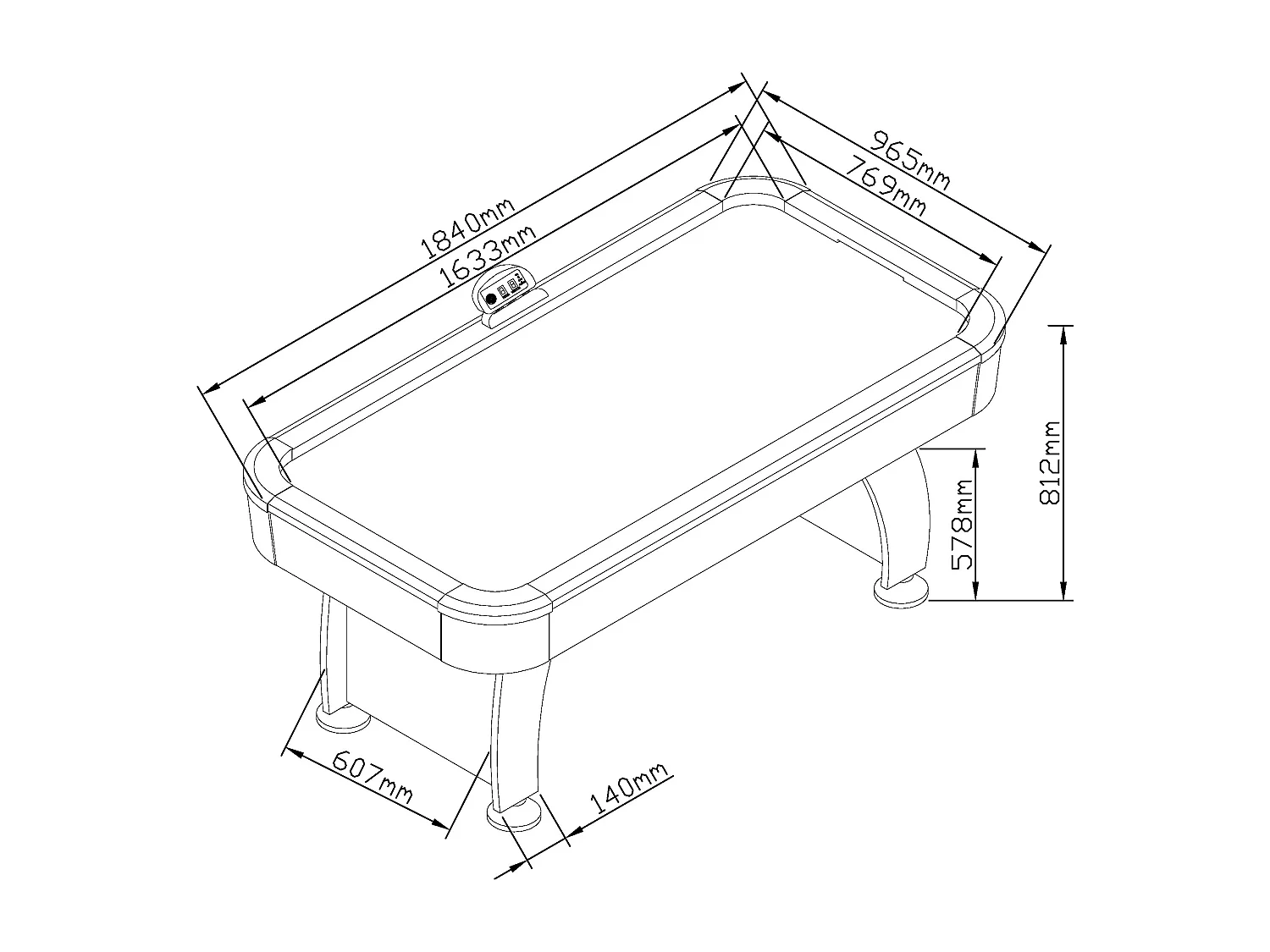 Table de Air Hockey - 184 x 96,5 x 81,2 cm - Noir - SKYLER
