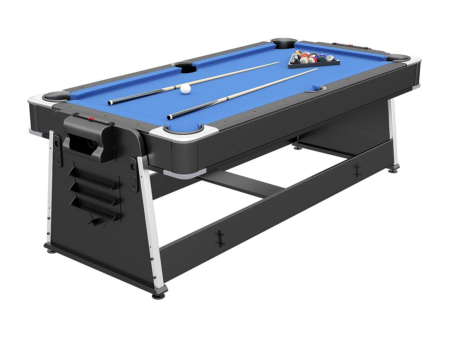 Table de jeux transformable pivotante 4 en 1 - L203 x P111,5 x H81,3 cm - Noir mat - SEBASTIAN